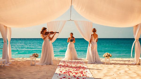 Création d'un mariage glamour à Cannes avec un violon : nos astuces